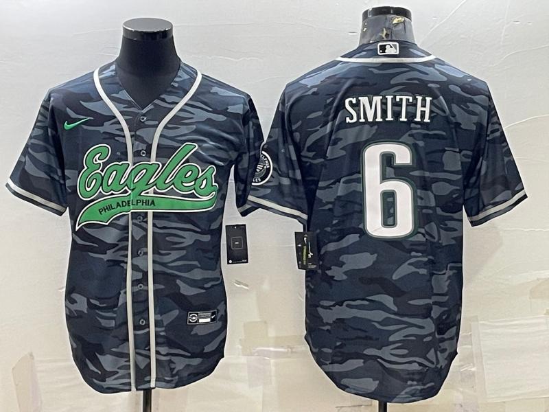 Men's Philadelphia Eagles DeVonta Smith #6 Grey Camouflage Jersey Joint Edition